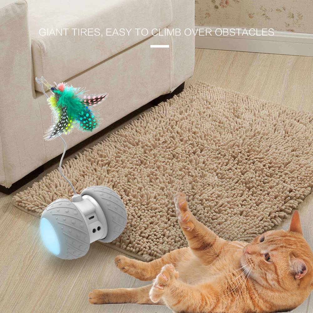 Smart Interactive Cat Toy Lrregular Rotating Mode Toy Cats Funny Pet Game Electronic Cat Toy LED Light Feather Toys Kitty Balls | Fugo Best
