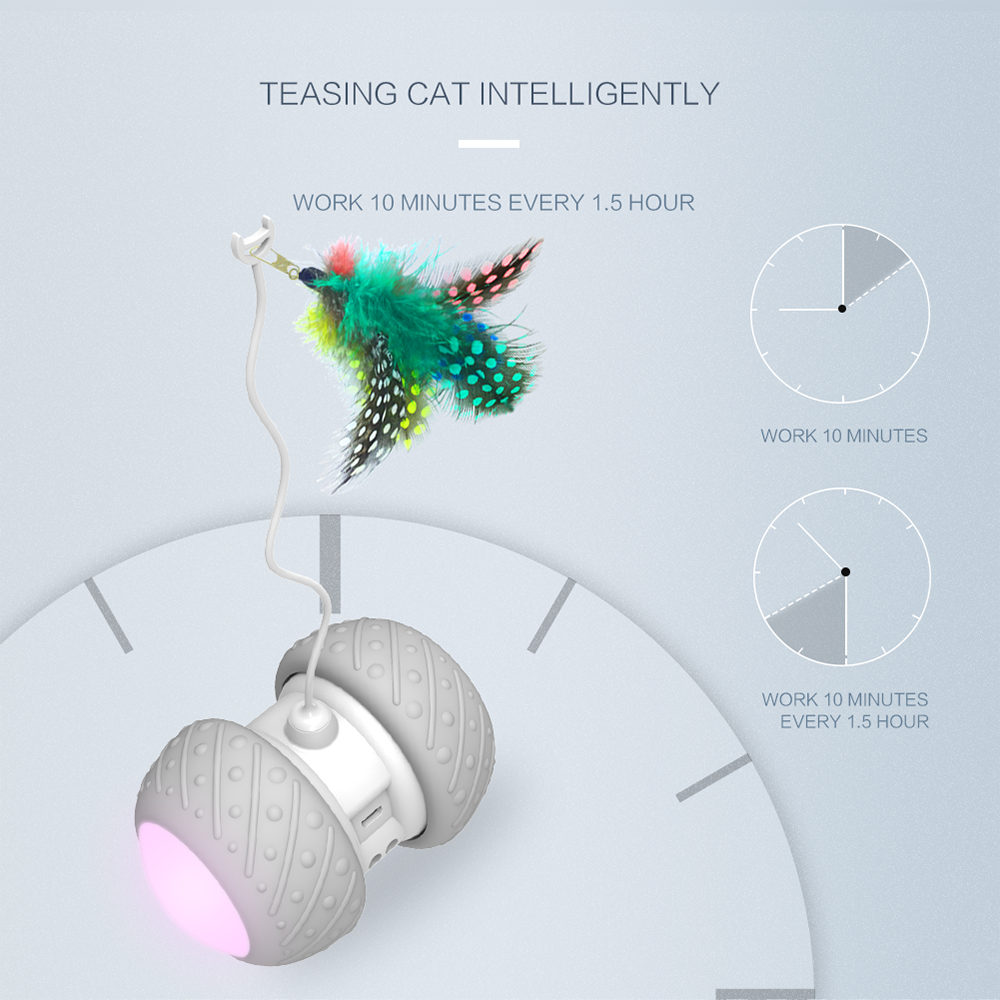 Smart Interactive Cat Toy Lrregular Rotating Mode Toy Cats Funny Pet Game Electronic Cat Toy LED Light Feather Toys Kitty Balls | Fugo Best