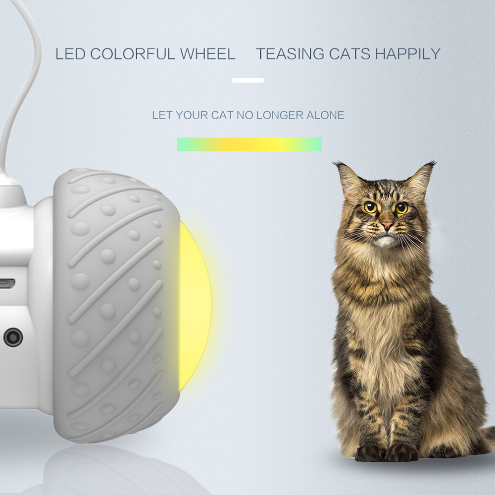 Smart Interactive Cat Toy Lrregular Rotating Mode Toy Cats Funny Pet Game Electronic Cat Toy LED Light Feather Toys Kitty Balls | Fugo Best