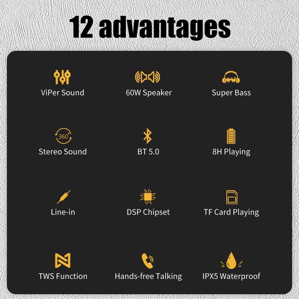 60W anti-drop bluetooth speaker waterproof portable column bass speaker subwoofer super bass USB/TF card music center sound bar | Fugo Best