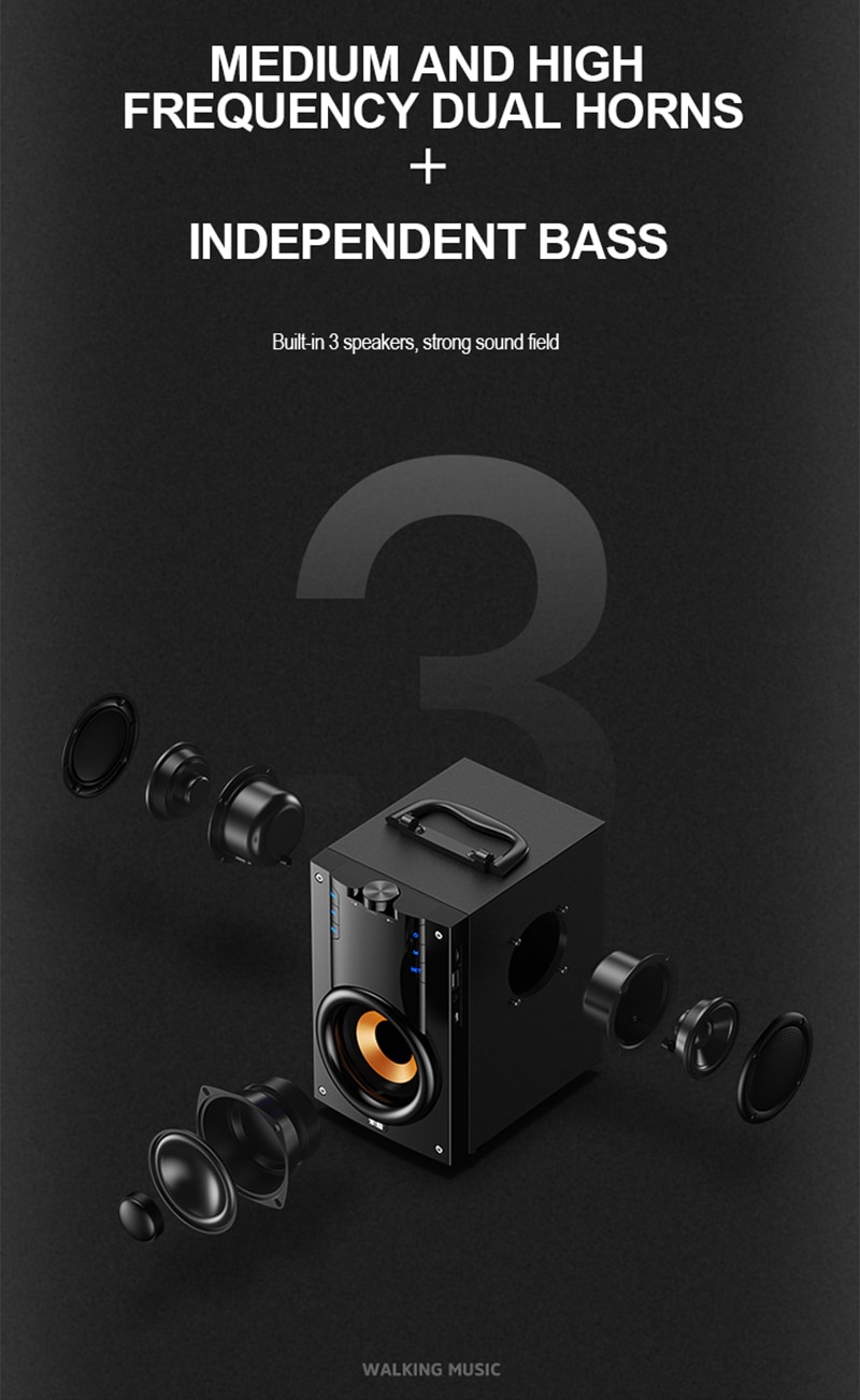 SOAIY Portable Bluetooth Speaker Larger power Column outdoor Loudspeakers Subwoofer computer speaker of Music center with remote | Fugo Best