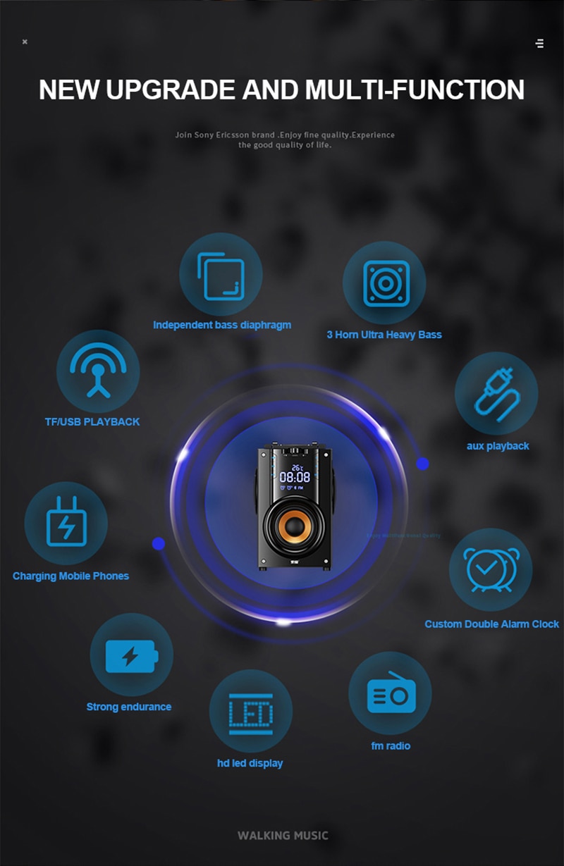 SOAIY Portable Bluetooth Speaker Larger power Column outdoor Loudspeakers Subwoofer computer speaker of Music center with remote | Fugo Best