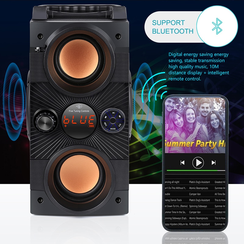 40W Big Power Portable Bluetooth Speaker Outdoor Wireless Subwoofer Boombox Column Sound Music Center Support AUX TF FM Radio | Fugo Best