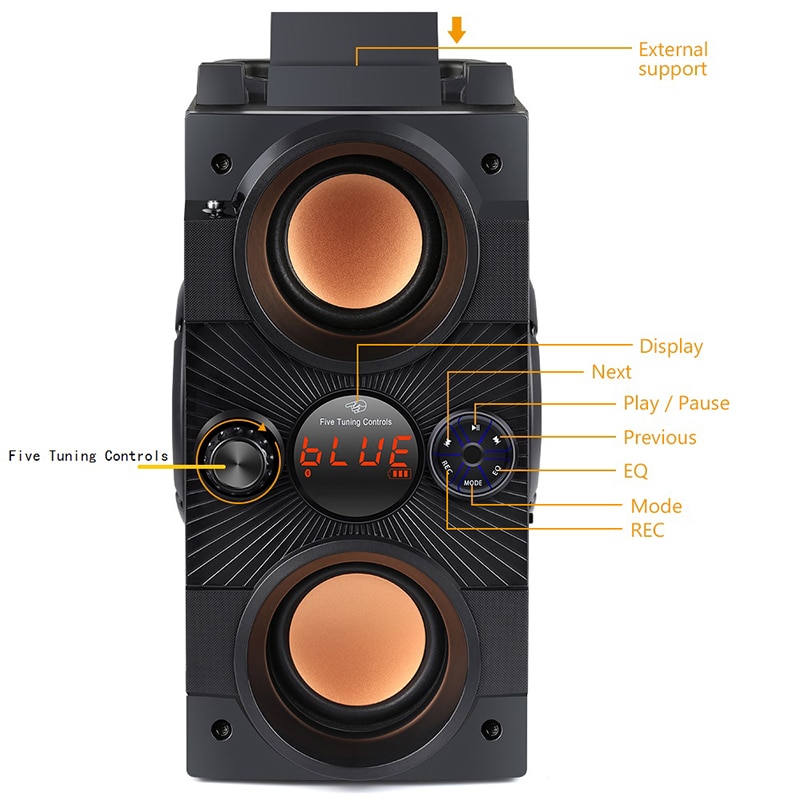 40W Big Power Portable Bluetooth Speaker Outdoor Wireless Subwoofer Boombox Column Sound Music Center Support AUX TF FM Radio | Fugo Best