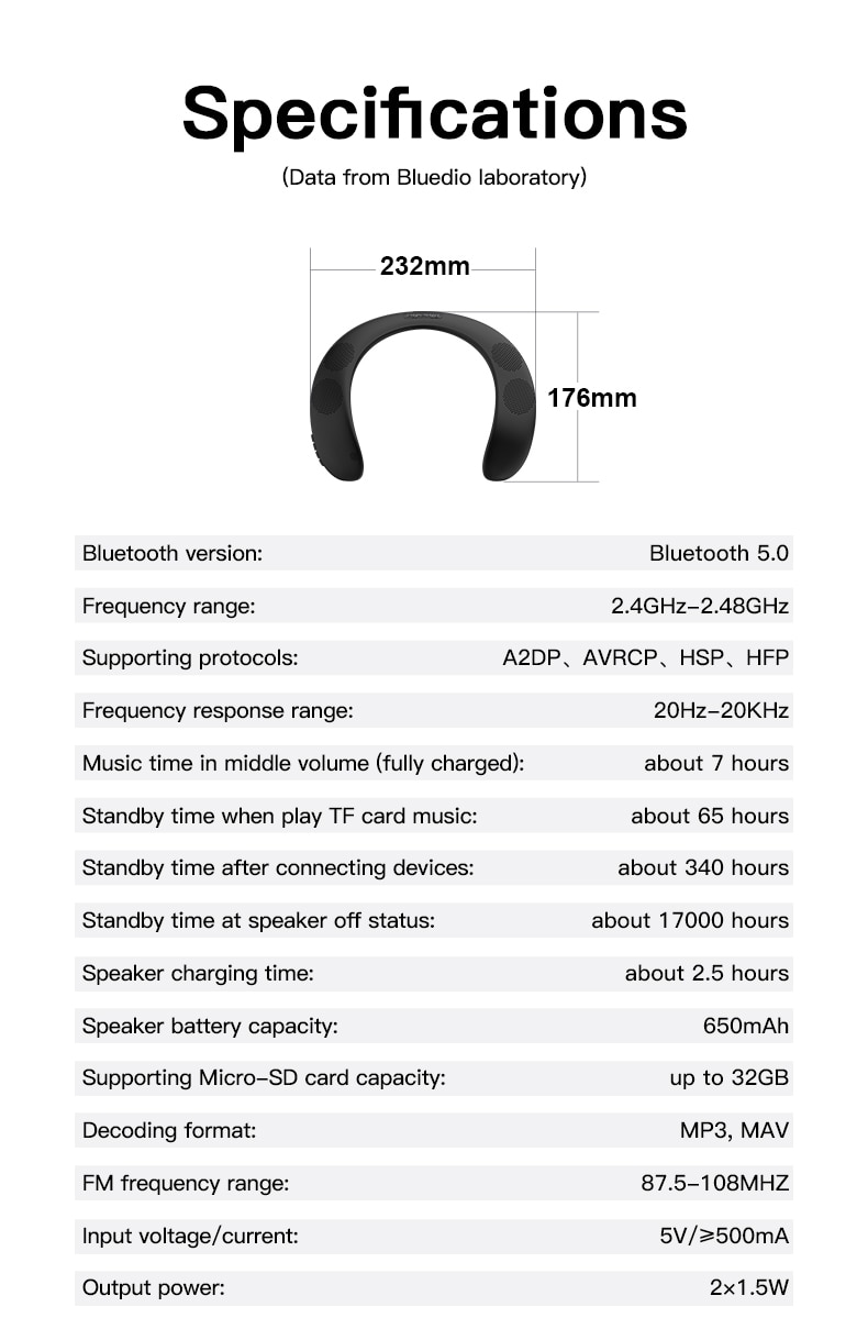 Bluedio HS neck-mounted bluetooth speaker portable wireless speaker bass bluetooth 5.0 FM radio support SD card slot | Fugo Best