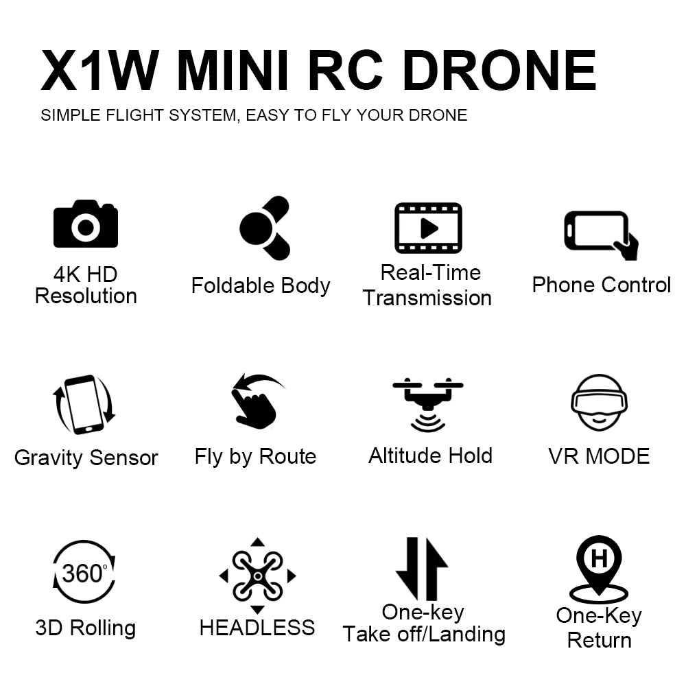 PEGI X1W Mini Drone with Camera HD 4K / 1080P Wifi FPV Professional 2.4G RC Drones X1 Foldable Quadcopter RTF Toy Plane for kids | Fugo Best