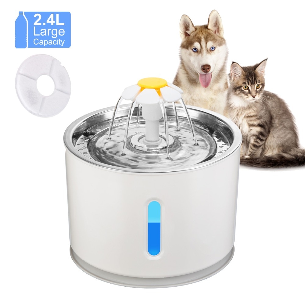 2.4L Automatic Pet Cat Water Fountain with LED Electric USB Dog Cat Pet Mute Drinker Feeder Bowl Pet Drinking Fountain Dispenser | Fugo Best