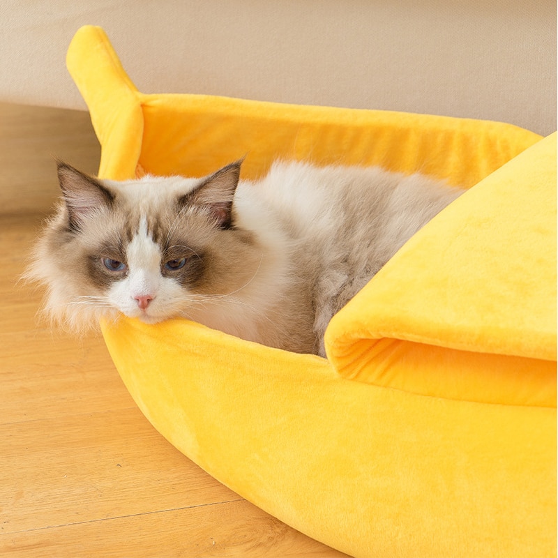 Funny Banana Cat Bed House Cute Cozy Cat Mat Beds Warm Durable Portable Pet Basket Kennel Dog Cushion Cat Supplies Multicolor | Fugo Best