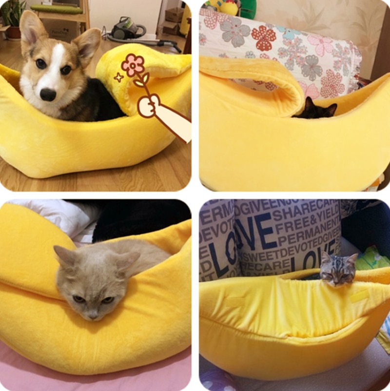 Funny Banana Cat Bed House Cute Cozy Cat Mat Beds Warm Durable Portable Pet Basket Kennel Dog Cushion Cat Supplies Multicolor | Fugo Best