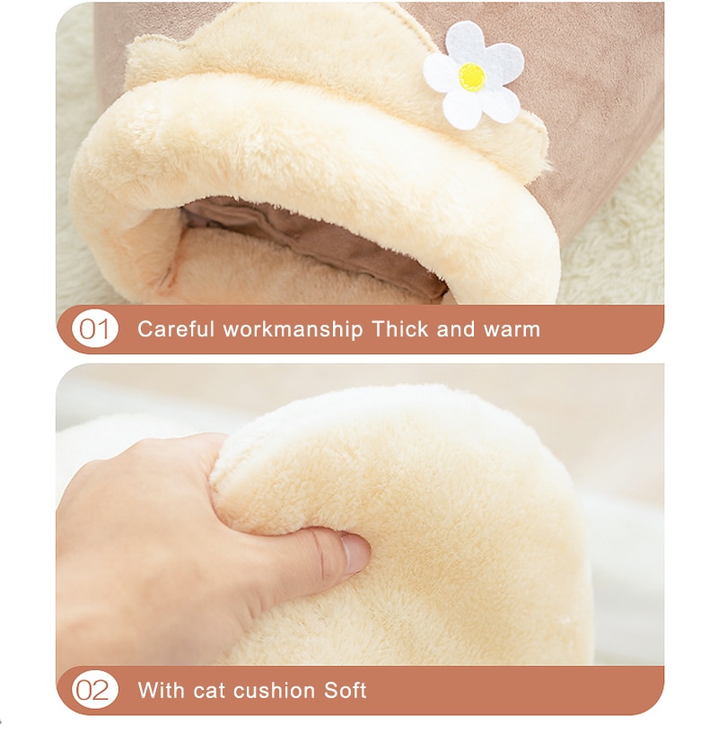 Winter Warm Cat Bed Plush Soft Portable Foldable Cute Cat House Cave Sleeping Bag Cushion Thickened Pet Bed Kittens Products | Fugo Best