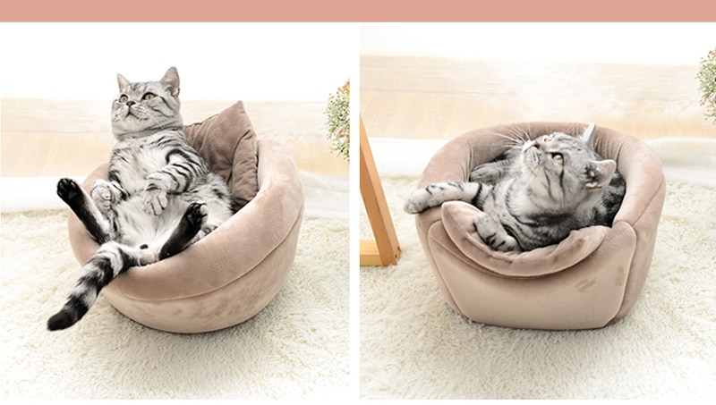 Winter Warm Cat Bed Plush Soft Portable Foldable Cute Cat House Cave Sleeping Bag Cushion Thickened Pet Bed Kittens Products | Fugo Best
