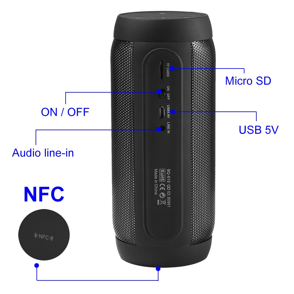 Portable Bluetooth Speaker Waterproof Subwoofer 8D Surround Loudspeake TF Card/AUX /FM Radio /Call For Outdoor Sport | Fugo Best
