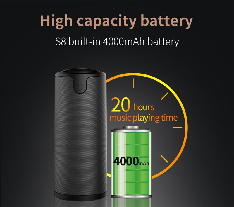 ZEALOT S8 Wireless Bluetooth Speakers Outdoor Column HIFI Stereo Subwoofer Music Box Portable high-power Speaker Support TF card | Fugo Best
