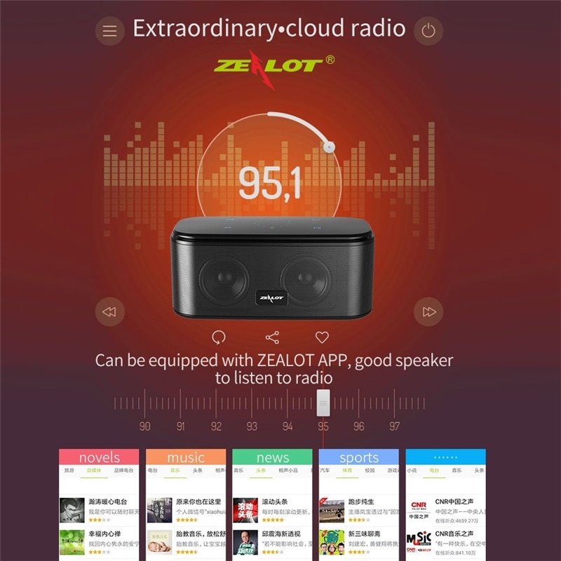 ZEALOT S25 Bluetooth Speaker 3W Portable Speakers Colums Deep Bass Soundbar with IPX6 Waterproof,for Siri,SoundPulse | Fugo Best