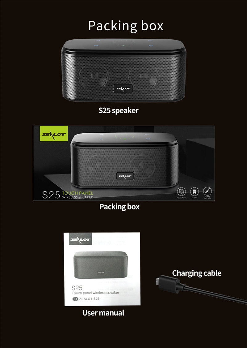 ZEALOT S25 Bluetooth Speaker 3W Portable Speakers Colums Deep Bass Soundbar with IPX6 Waterproof,for Siri,SoundPulse | Fugo Best