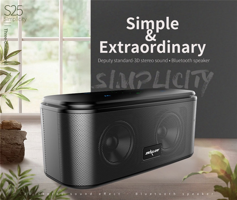ZEALOT S25 Bluetooth Speaker 3W Portable Speakers Colums Deep Bass Soundbar with IPX6 Waterproof,for Siri,SoundPulse | Fugo Best