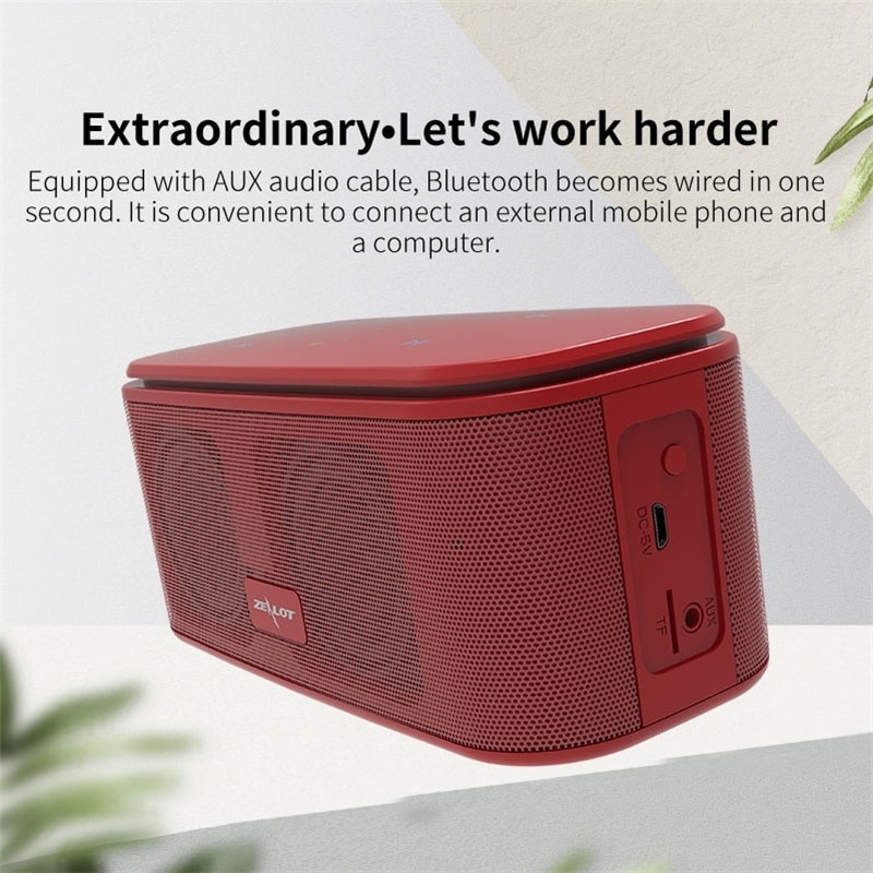 ZEALOT S25 Bluetooth Speaker 3W Portable Speakers Colums Deep Bass Soundbar with IPX6 Waterproof,for Siri,SoundPulse | Fugo Best
