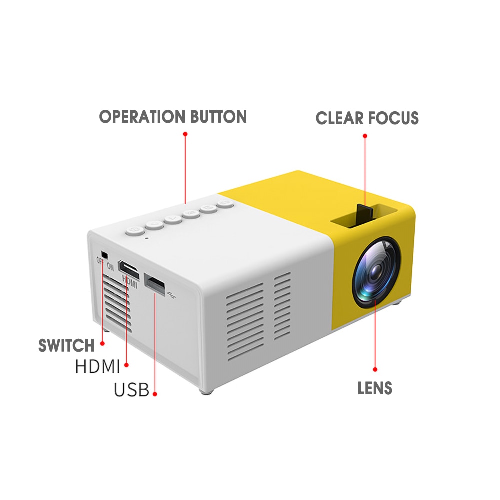 Mini Portable Projector Support HDMI-compatible AV USB HD 1080p Video Media Player LED Mini Projector For Home Theater PC Laptop | Fugo Best