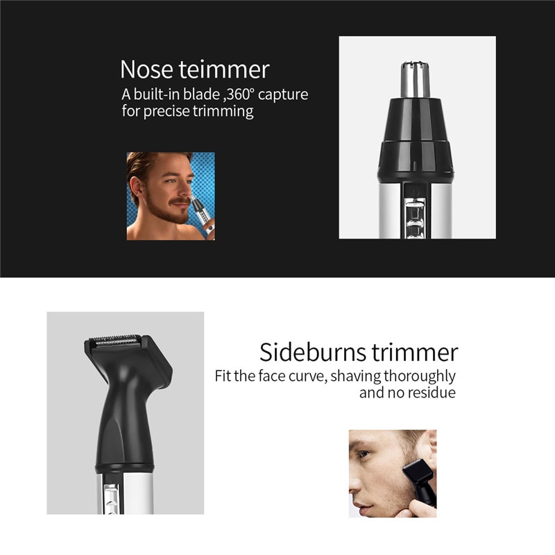 CkeyiN Men Hair Clipper Professional Trimmer Cordless Nose Eyebrow Removal Painless Electric Shaver Machine Beard Razor Mower | Fugo Best