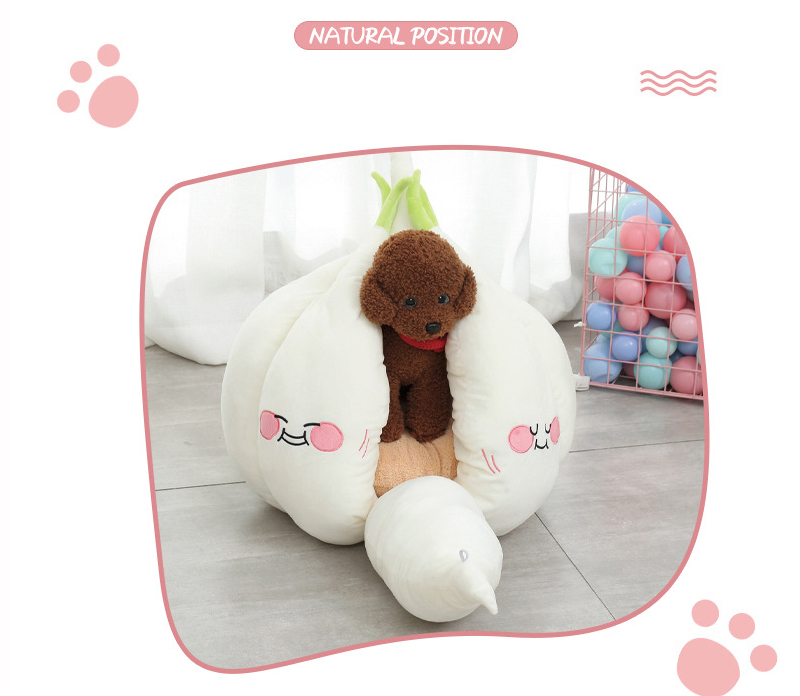 Funny Garlic Cat Bed Mat Soft Warm Pet Cat House Soothing Cat Bed for Dog Cat Sitting Home Puppy Sleeping Plush Nest Cave | Fugo Best