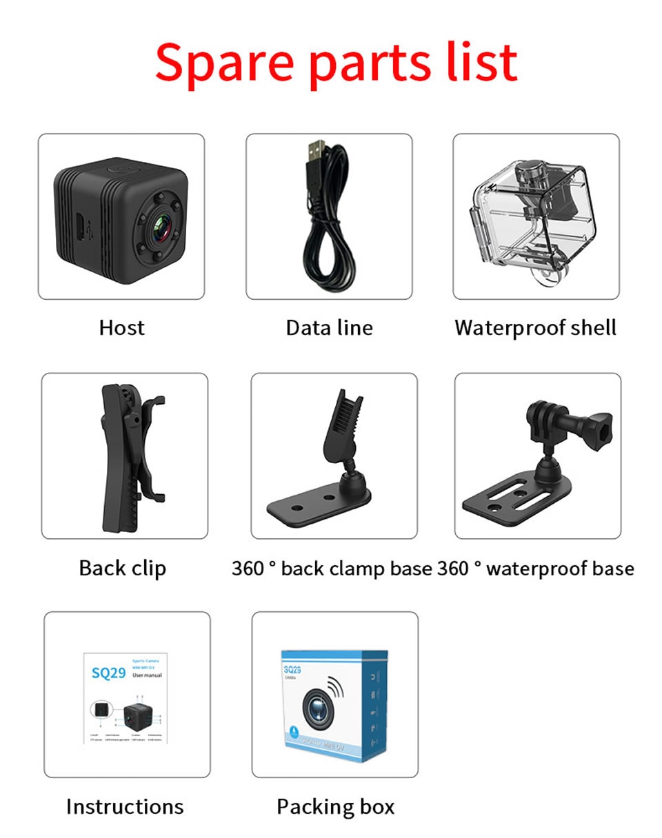 Wsdcam SQ29 IP Camera HD WIFI Small Mini Camera Cam Video Sensor Night Vision Waterproof Shell Camcorder Micro Camera DVR Motion | Fugo Best