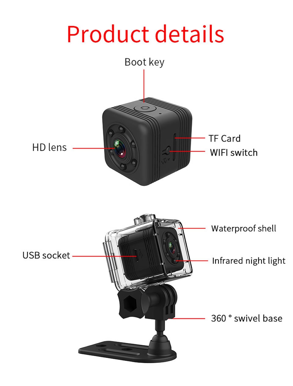 Wsdcam SQ29 IP Camera HD WIFI Small Mini Camera Cam Video Sensor Night Vision Waterproof Shell Camcorder Micro Camera DVR Motion | Fugo Best