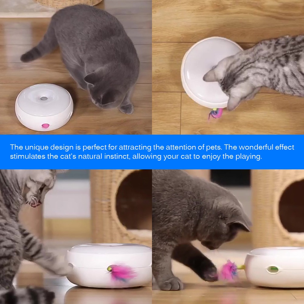 Electric Cat Toy Smart Teasing Cat Stick Crazy Game Spinning Turntable Catching Mouse Donut Automatic anti-slip high quality | Fugo Best
