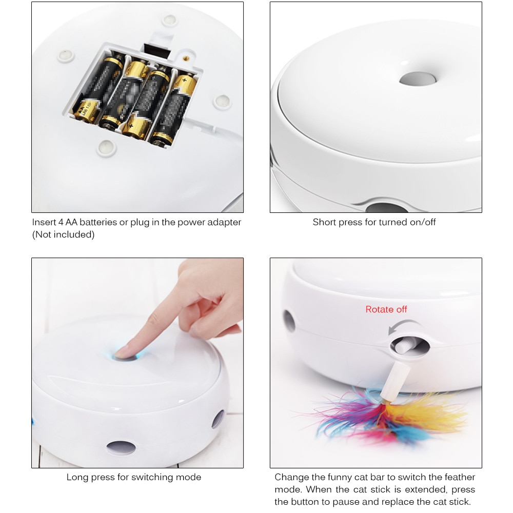 Electric Cat Toy Smart Teasing Cat Stick Crazy Game Spinning Turntable Catching Mouse Donut Automatic anti-slip high quality | Fugo Best