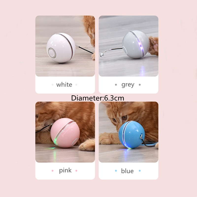 Funny Colorful Electric LED Cat Toy Self Rotating Rolling Flash Ball Rechargeable Cat Kitten Ball Dog Playing Pet Products | Fugo Best
