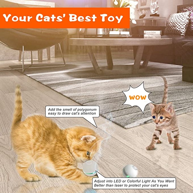 Funny Colorful Electric LED Cat Toy Self Rotating Rolling Flash Ball Rechargeable Cat Kitten Ball Dog Playing Pet Products | Fugo Best