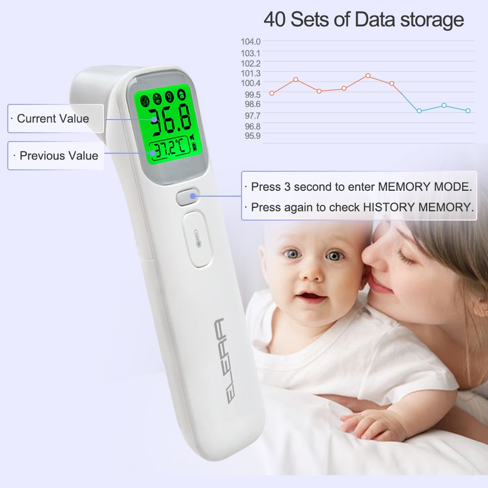 ELERA Baby Thermometer Infrared Digital LCD Body Measurement Forehead Ear Non-Contact Adult Fever IR Children Termometro | Fugo Best