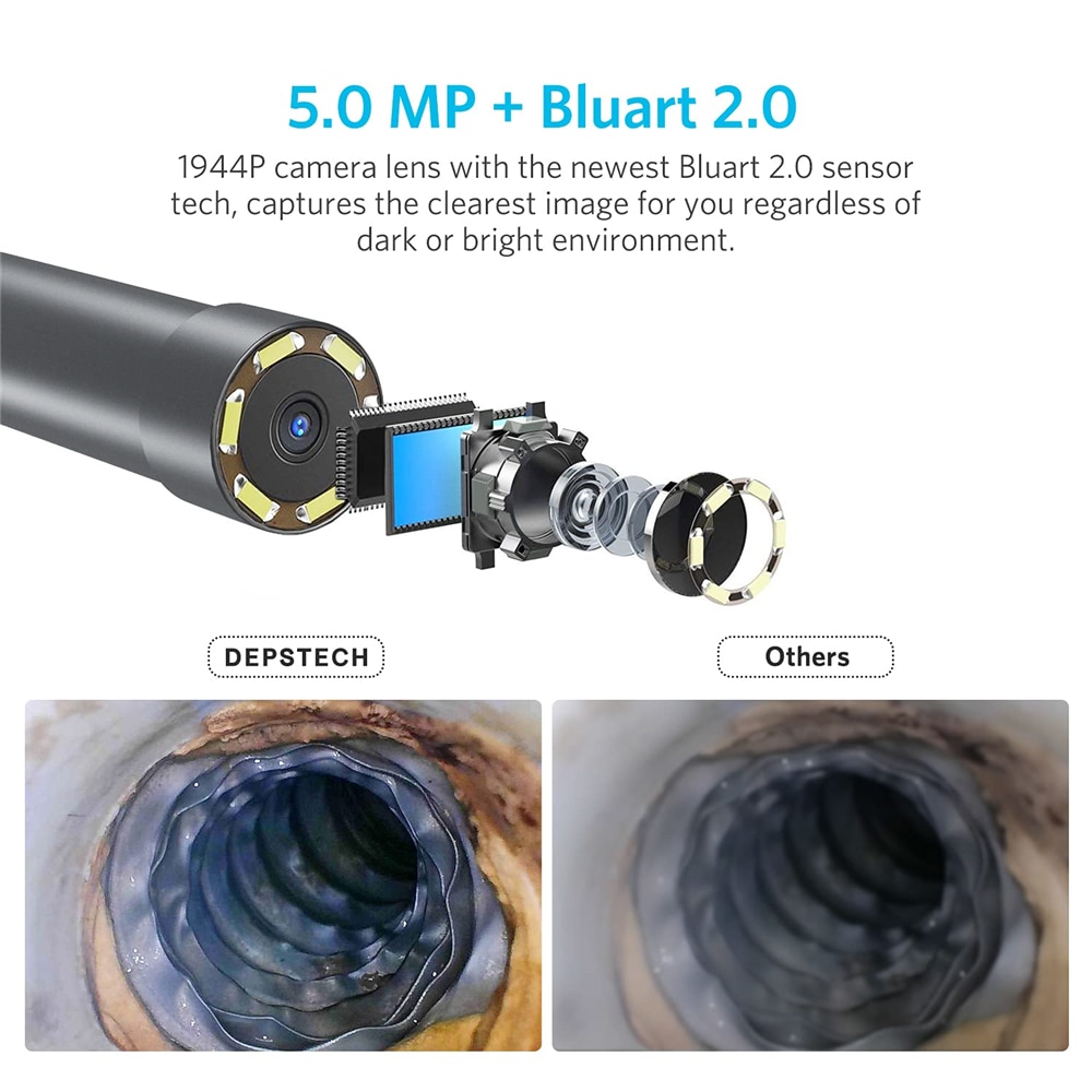 DEPSTECH 5MP Car Endoscope for Smartphone Mini Camera 1944P HD Endoscopic Camera for Mobile Wireless Endoscope for Car | Fugo Best
