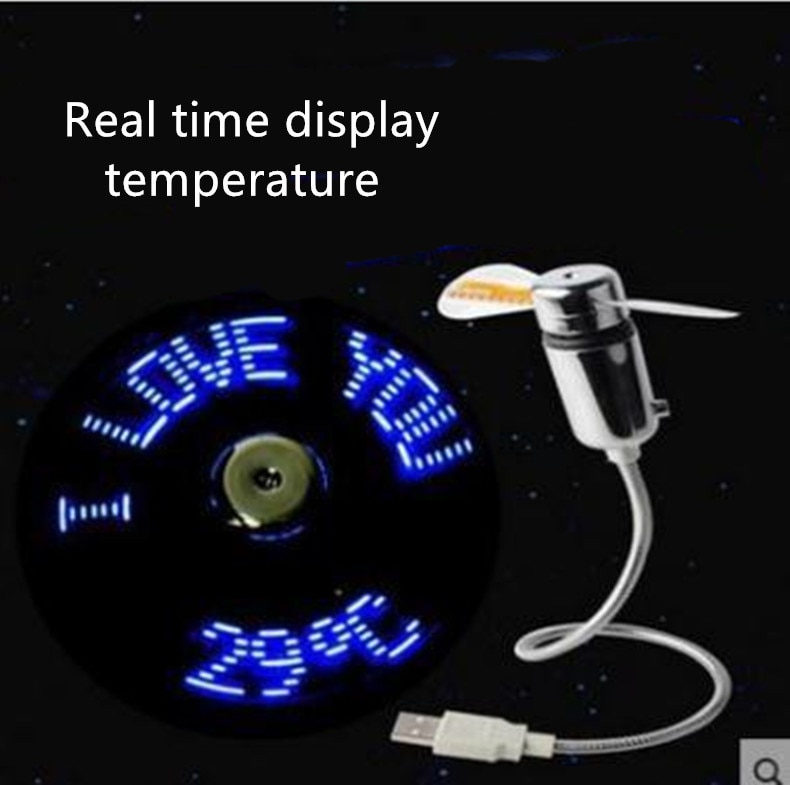 USB Mini Clock LED Light USB Fan Time Clock Creative Adjustable Desktop Clock Portable Flexible Cool Gadget Time Display | Fugo Best