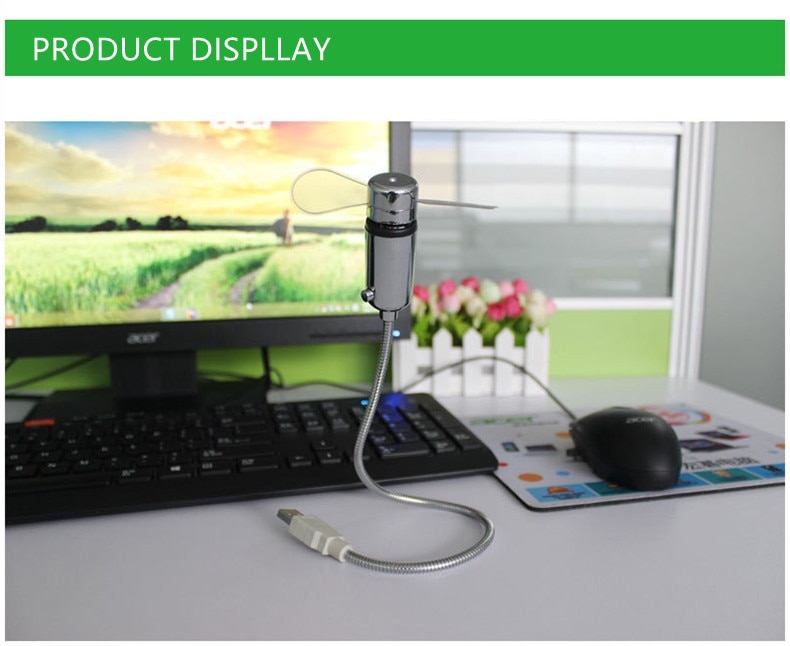 USB Mini Clock LED Light USB Fan Time Clock Creative Adjustable Desktop Clock Portable Flexible Cool Gadget Time Display | Fugo Best