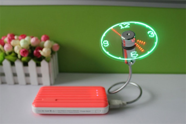 USB Mini Clock LED Light USB Fan Time Clock Creative Adjustable Desktop Clock Portable Flexible Cool Gadget Time Display | Fugo Best