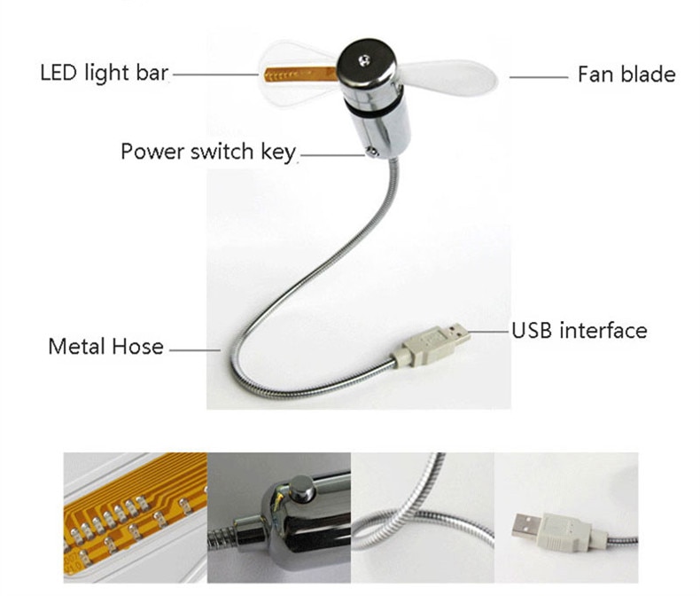 USB Mini Clock LED Light USB Fan Time Clock Creative Adjustable Desktop Clock Portable Flexible Cool Gadget Time Display | Fugo Best