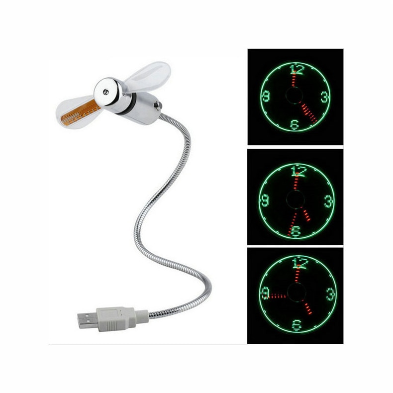 USB Mini Clock LED Light USB Fan Time Clock Creative Adjustable Desktop Clock Portable Flexible Cool Gadget Time Display | Fugo Best