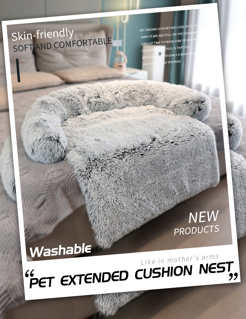 New Dog Sofa Round Comfortable Plush Kennel Plush Blanket Dual-use Warm Pet Litter Cat Bed Deep Sleep Blanket Pad Pet Supplies | Fugo Best
