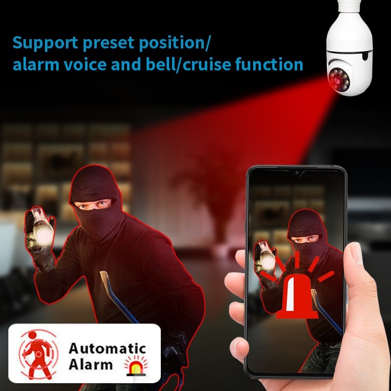 Bulb Cam E27 Surveillance Camera 5G WiFi Camera Night Vision Automatic Human Tracking For Home Security Protection CCTV Cam | Fugo Best
