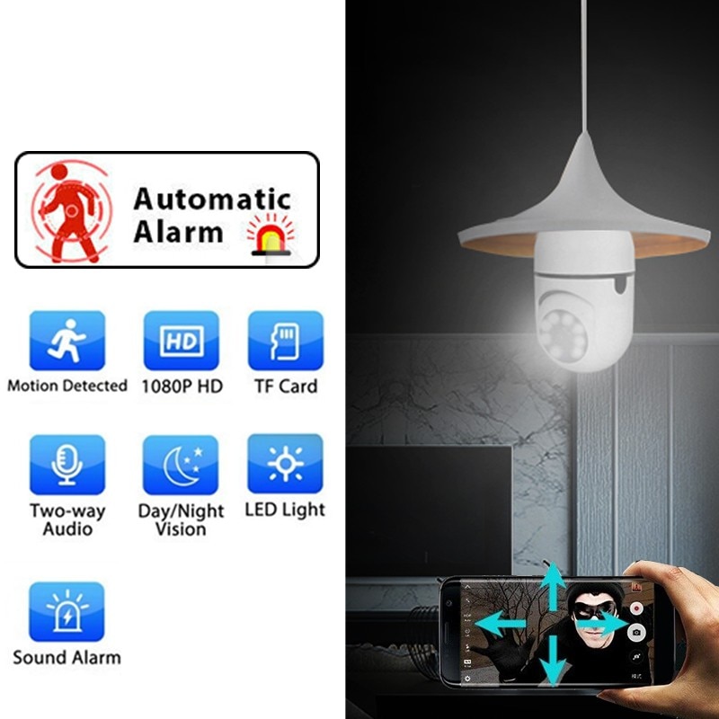 Bulb Cam E27 Surveillance Camera 5G WiFi Camera Night Vision Automatic Human Tracking For Home Security Protection CCTV Cam | Fugo Best