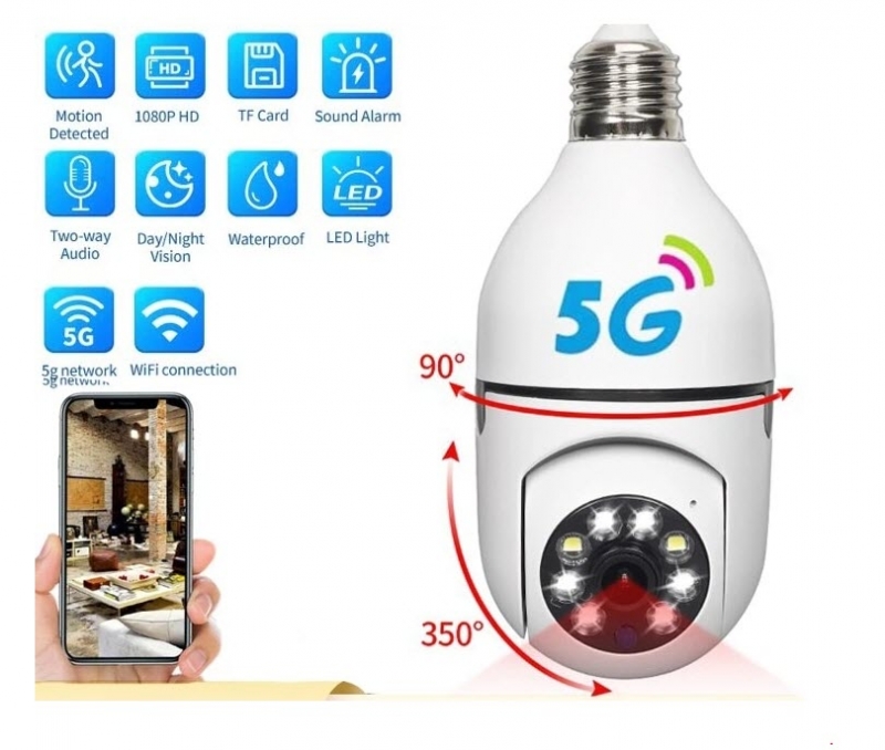 Bulb Cam E27 Surveillance Camera 5G WiFi Camera Night Vision Automatic Human Tracking For Home Security Protection CCTV Cam | Fugo Best