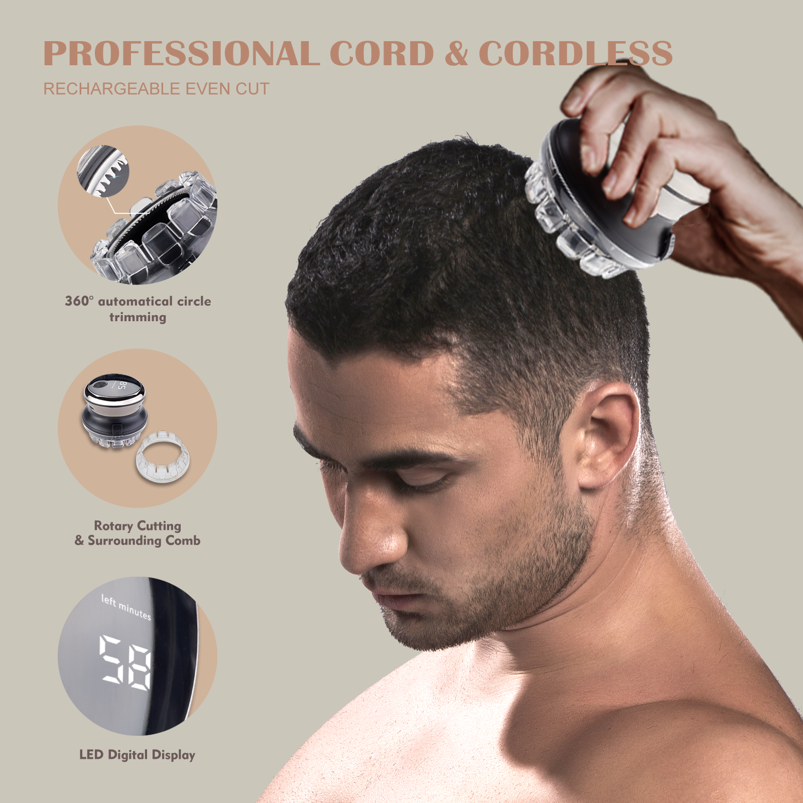 Kemei 887 UFO Electric Even Cut Rotary Hair Trimmer for Men Washable Rechargeable Hair Clipper Machine Home Haircut Kit | Fugo Best