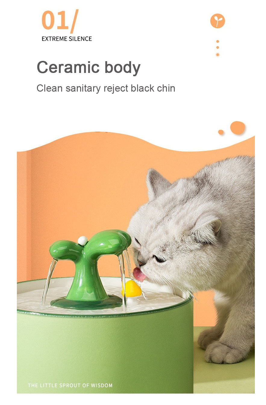 Cat Automatic Water Fountain Pet Drinking Bowl Cats Mute USB Drinking Dispenser Ceramics Dogs Water Drinking Feeders Pet Supply | Fugo Best