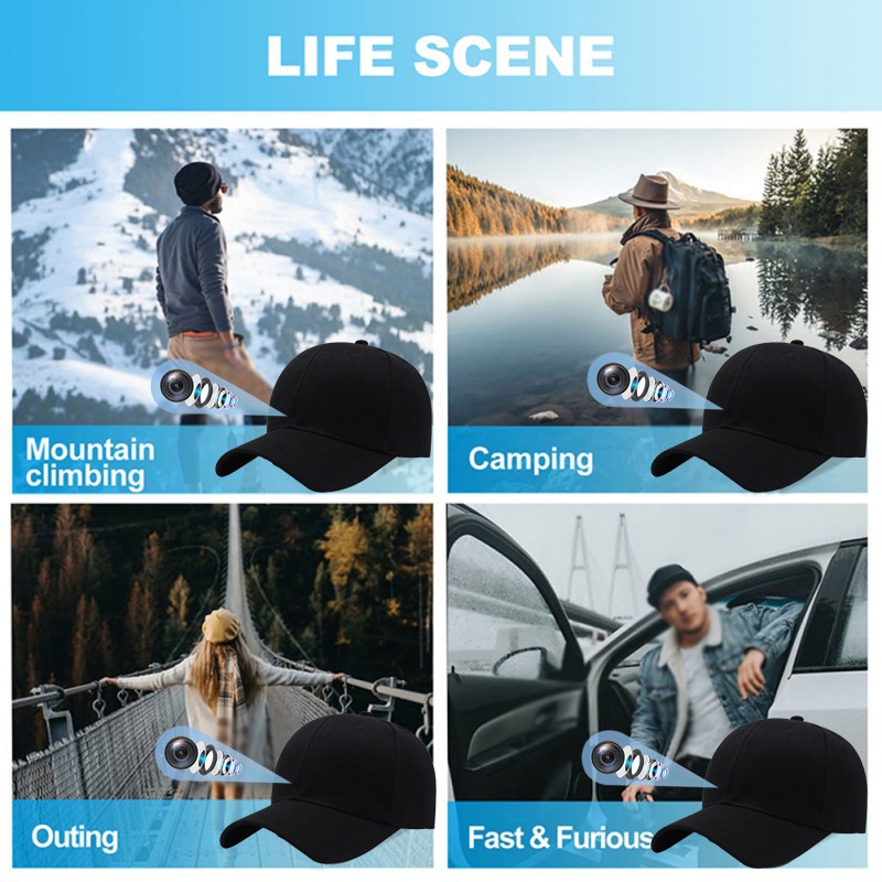 Hd 4K Wearable Video Audio Mini Wifi IP Camera Draagbare Buiten Baseball Cap Voor Reizen Bewijs opname Suport Hidden TF card | Fugo Best