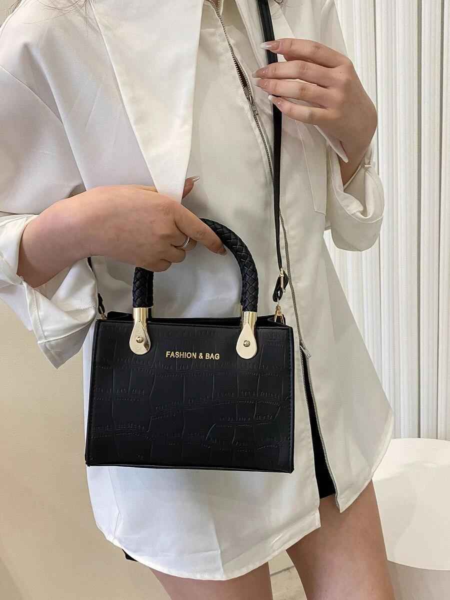 Mini Crocodile Embossed Letter Graphic Square Bag | Fugo Best