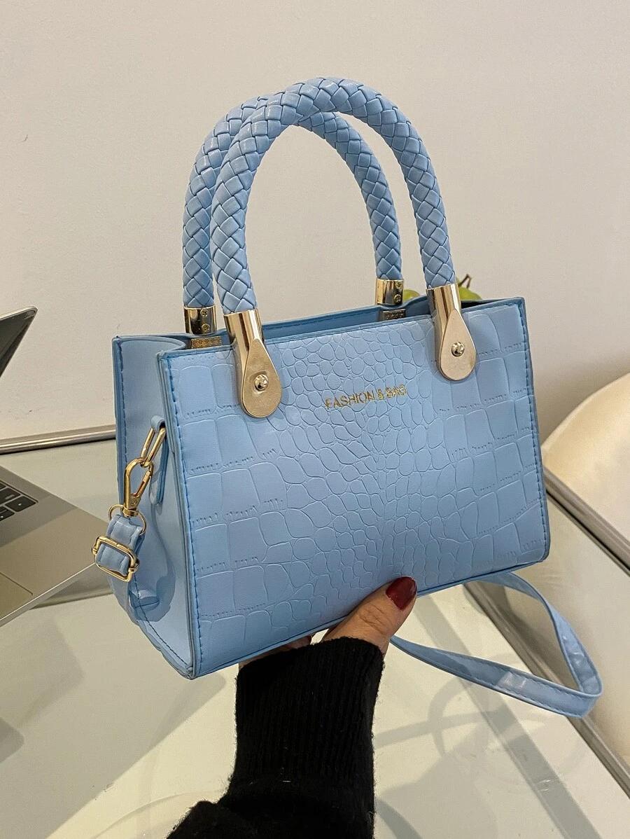 Mini Crocodile Embossed Letter Graphic Square Bag | Fugo Best