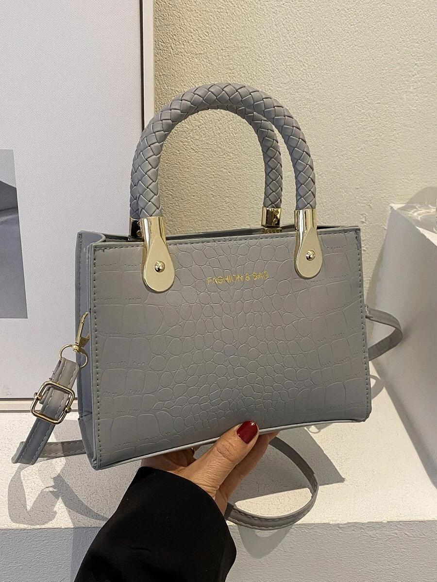 Mini Crocodile Embossed Letter Graphic Square Bag | Fugo Best