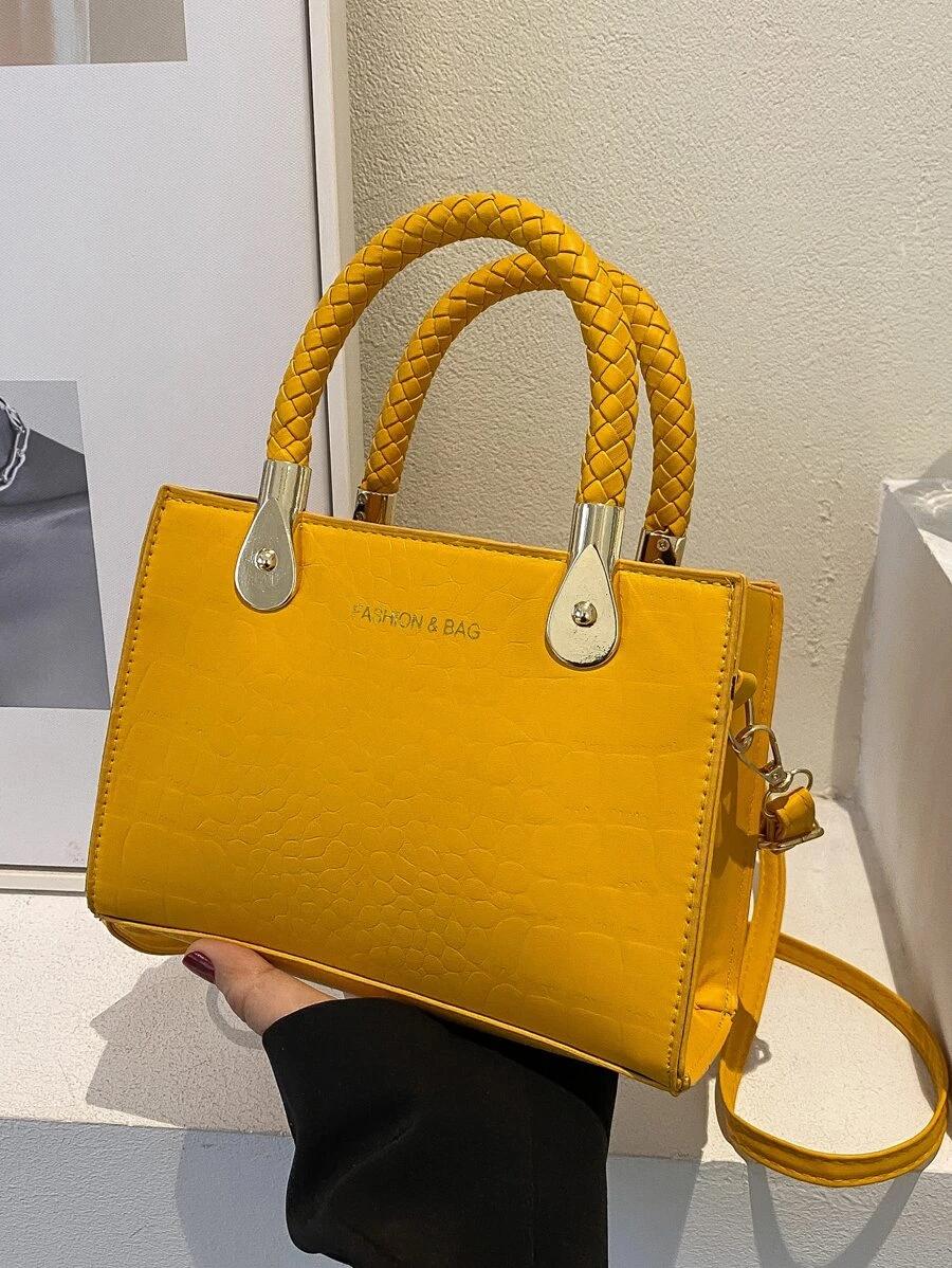 Mini Crocodile Embossed Letter Graphic Square Bag | Fugo Best