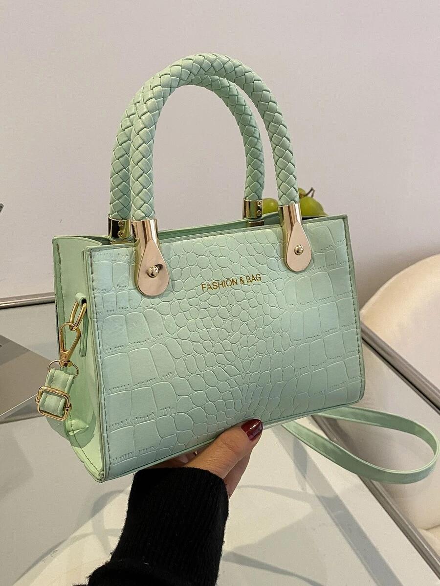 Mini Crocodile Embossed Letter Graphic Square Bag | Fugo Best