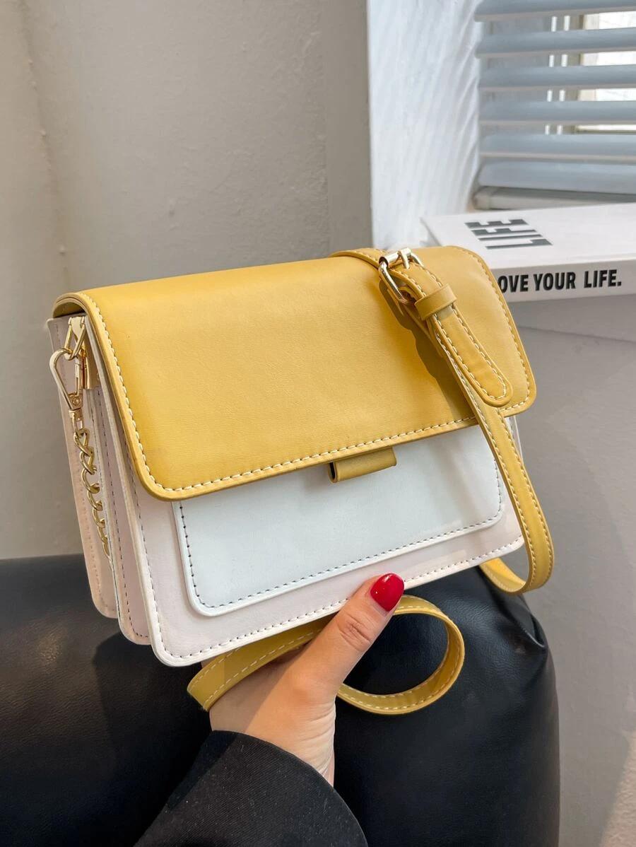 Mini Two Tone Flap Square Bag | Fugo Best